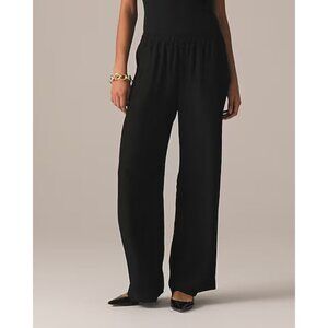 J. Crew 00 Black Kate Straight Leg Pant Stretch Linen Blend GUC